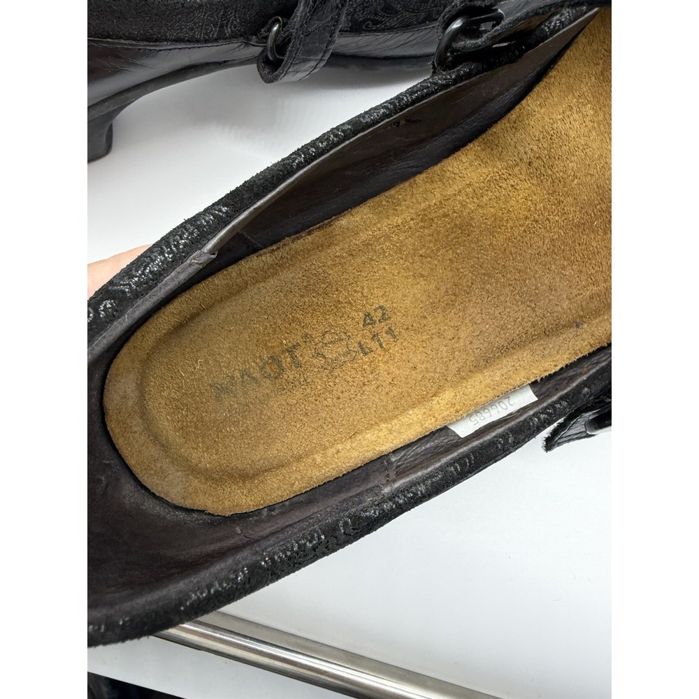 NAOT Black Leather Mary Jane Slip On Loafers Comfort Shoes EUR39 US 11 Floral - Picture 6 of 8